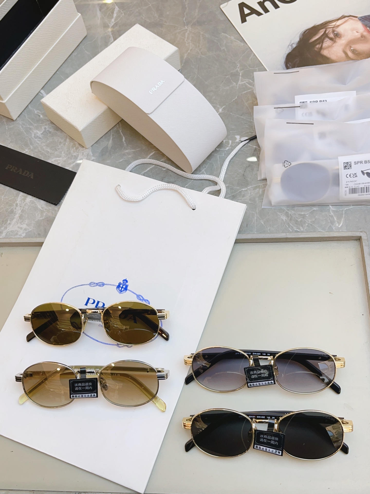 ，【PRAD*】普拉*达新款太阳镜 高版本✨，MODEL：SPR B53，SIZE：52口21-145