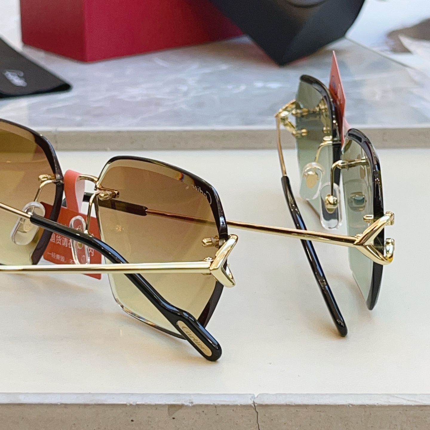 高版本✨，【CARTIE*】卡地*亚新款太阳镜，18K金电镀 镜片蔡司logo✨， MODEL:CT04