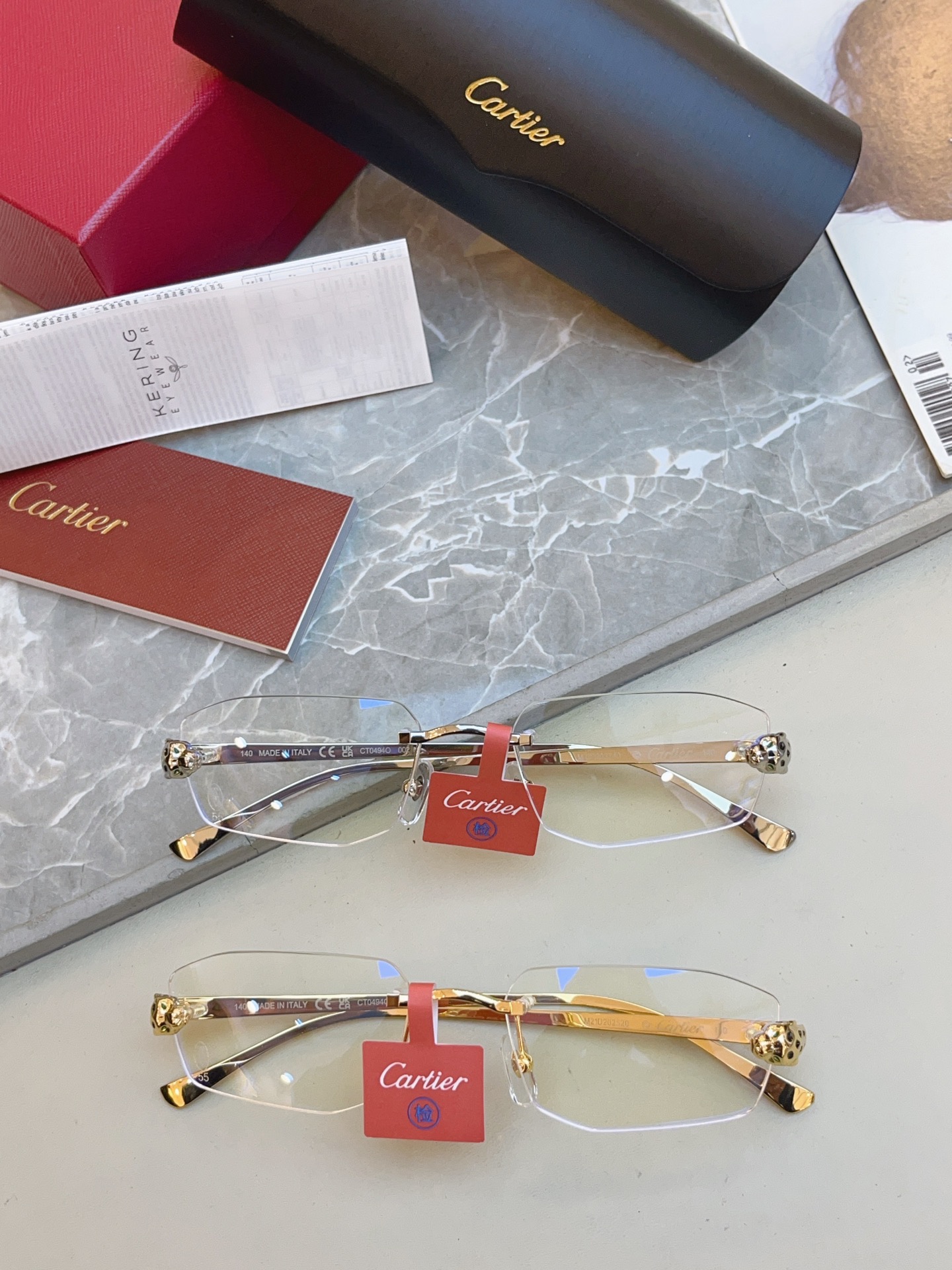 高版本✨，【CARTIE*】卡地*亚新款眼镜架，18K金电镀 镜片蔡司logo✨， MODEL:CT04