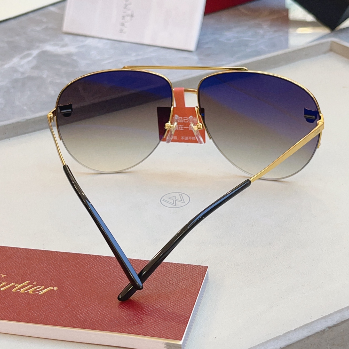 高版本✨，【CARTIE*】卡地*亚新款太阳镜，18K金电镀 镜片蔡司logo✨， MODEL:CT00
