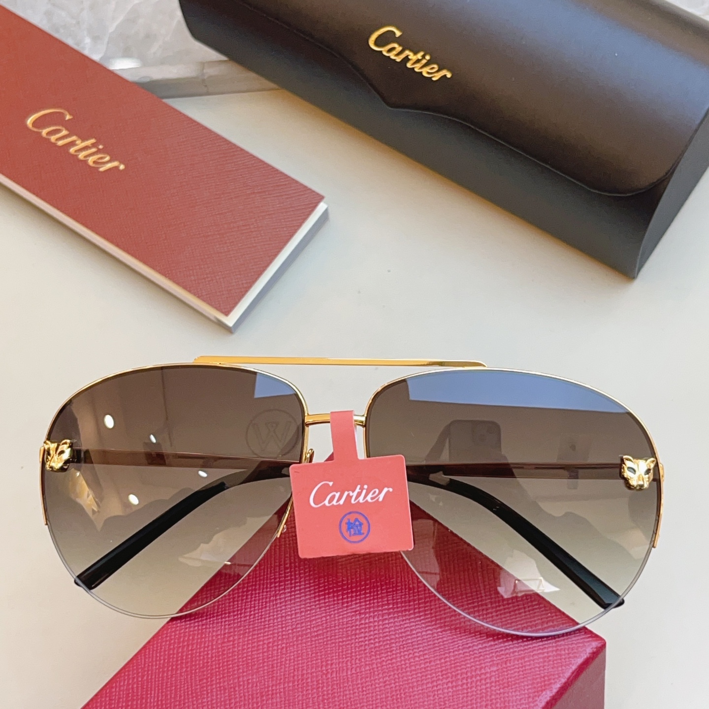 高版本✨，【CARTIE*】卡地*亚新款太阳镜，18K金电镀 镜片蔡司logo✨， MODEL:CT00