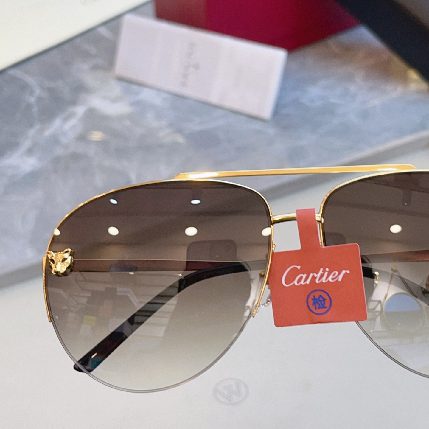 高版本✨，【CARTIE*】卡地*亚新款太阳镜，18K金电镀 镜片蔡司logo✨， MODEL:CT00