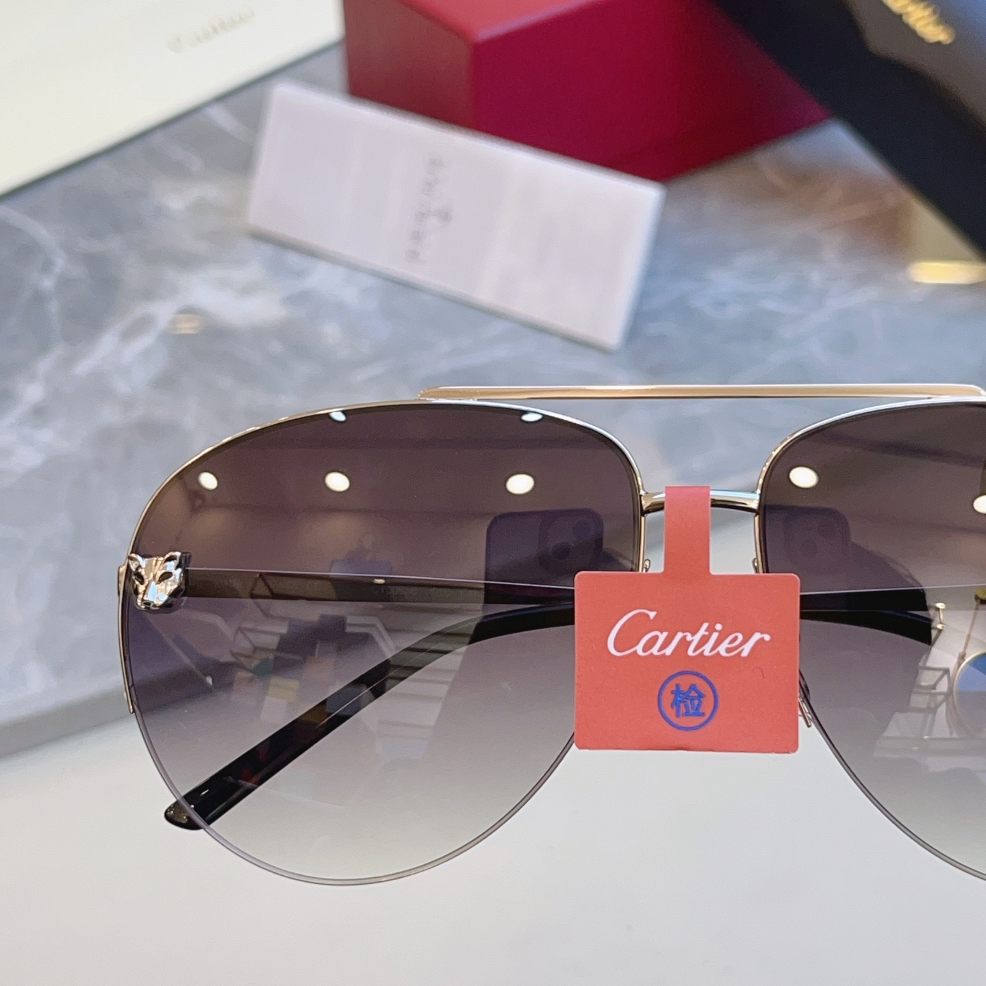 高版本✨，【CARTIE*】卡地*亚新款太阳镜，18K金电镀 镜片蔡司logo✨， MODEL:CT00