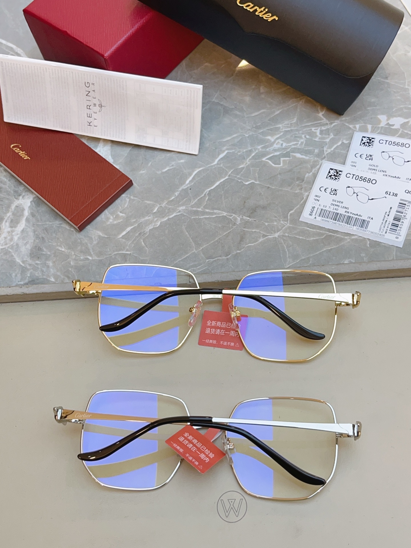 Cartier 高版本-- 【CARTIE*】卡地*亚新款眼镜架 18K金电镀 镜片蔡司logo--