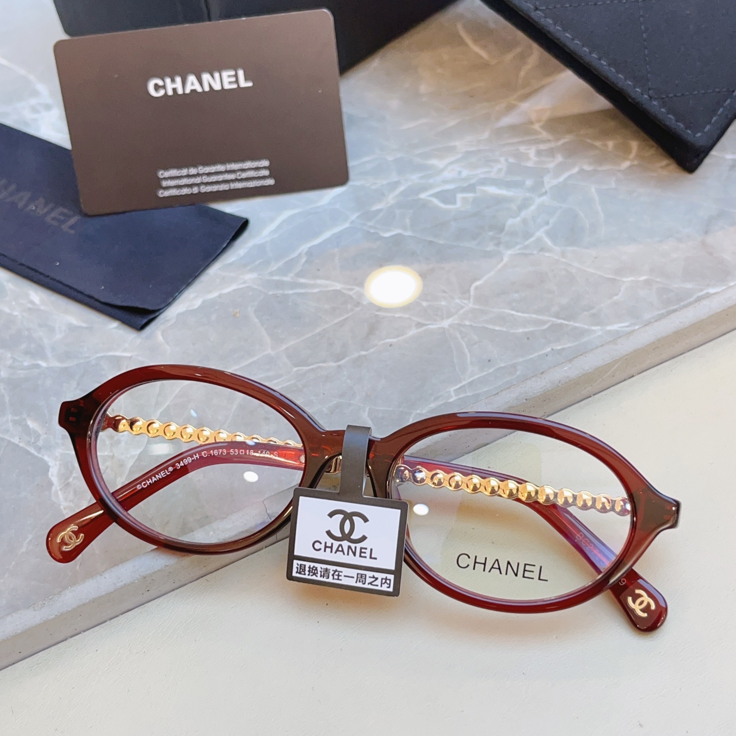 Chanel CHANE*】香奈儿新款眼镜架 高版本--，MODEL：CH3499-H，SIZE：53口18-140