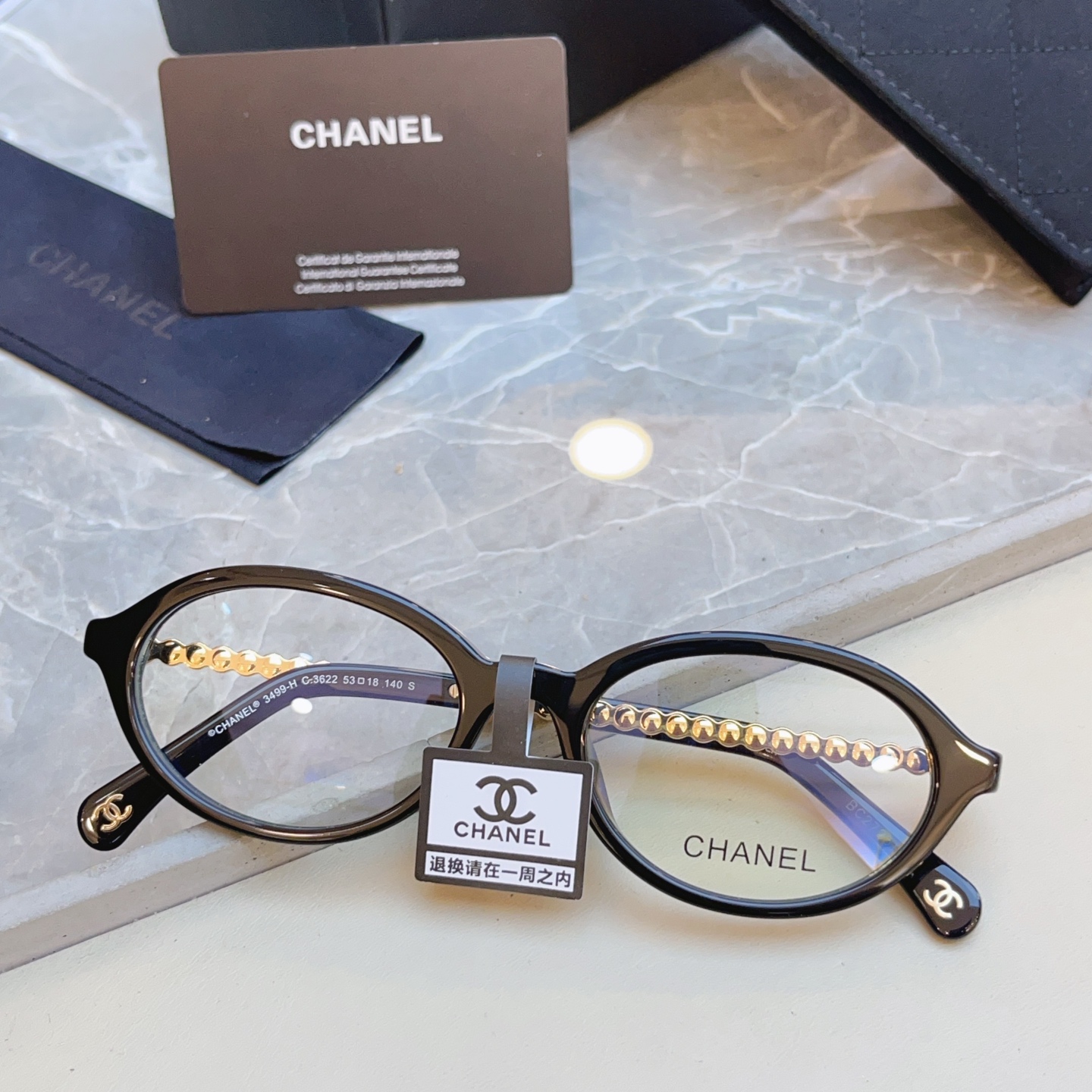 Chanel CHANE*】香奈儿新款眼镜架 高版本--，MODEL：CH3499-H，SIZE：53口18-140