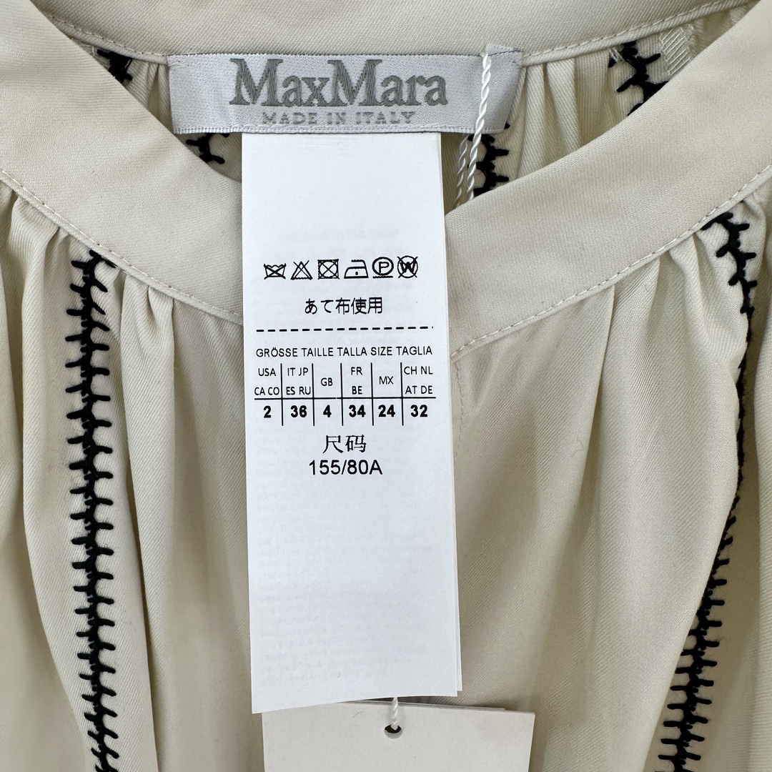 年春季新款上架Maxmara2024年春季新品棉质混纺连衣裙购入专柜原版1:1定制采用97%棉3%氨纶混