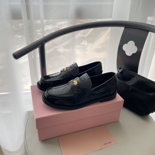 Miu Miu 2025 Spring Black Leather Loafers with Gold Coin Detail 1 Miu Miu 2025 Spring Black Leather Loafers with Gold Coin Detail