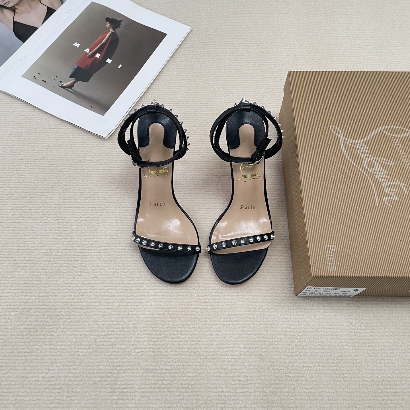 Christian Louboutin Women’s Rivet High Heel Sandals – Red Bottom Shoes