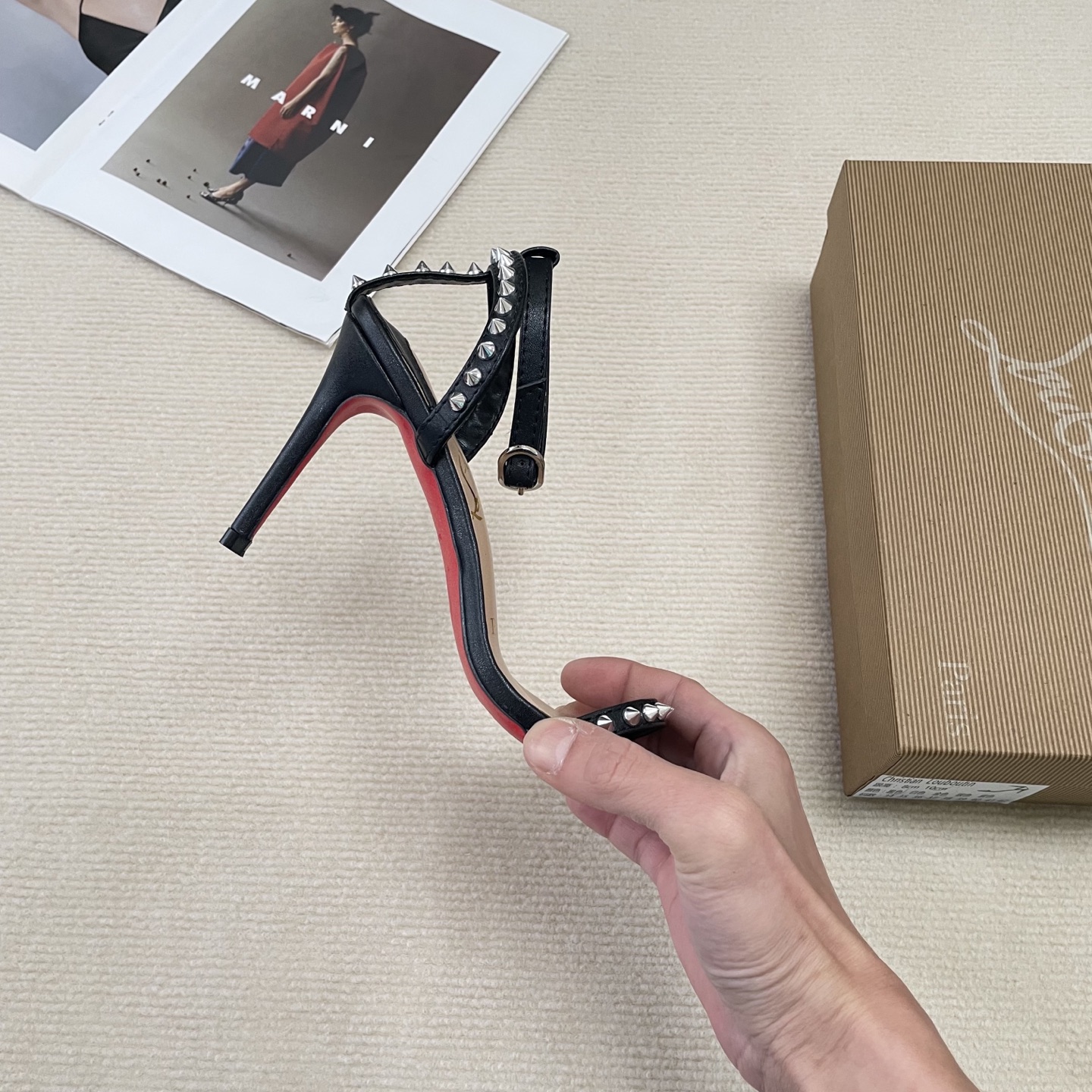 Christian Louboutin Women's Rivet High Heel Sandals - Red Bottom Shoes 7 i1743242553708 4024 0 5