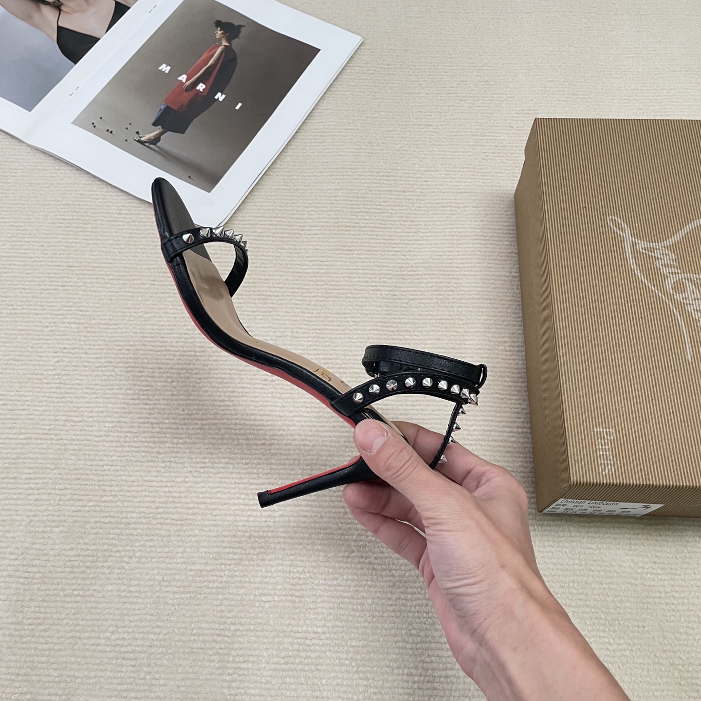 Christian Louboutin Women's Rivet High Heel Sandals - Red Bottom Shoes 9 i1743242553831 9221 0 7