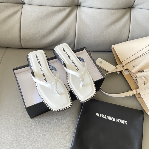 Alexander Wang Women's White Leather Steel Ball Thong Sandals, Sizes 35-40