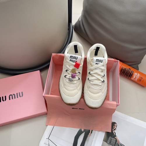 Miu Miu 2025 Creamy White Low-Top Lace-Up Sneakers - Size 35-41