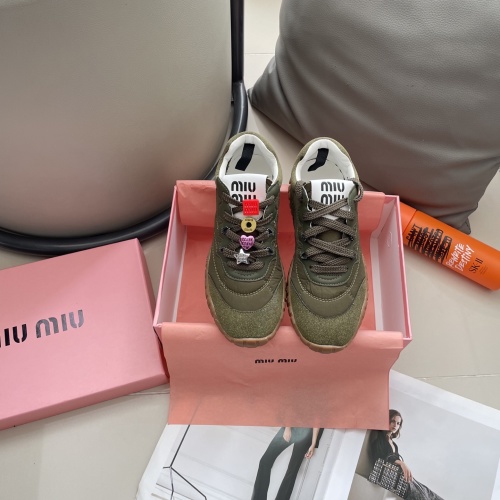 Miu Miu 2025 Olive Green Suede Trim Cookie Sneakers, Size 35-41 1 Miu Miu 2025 Olive Green Suede Trim Cookie Sneakers, Size 35-41