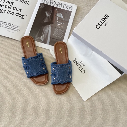 Celine Women's Denim Fringe Slides - Summer Fashion Comfort