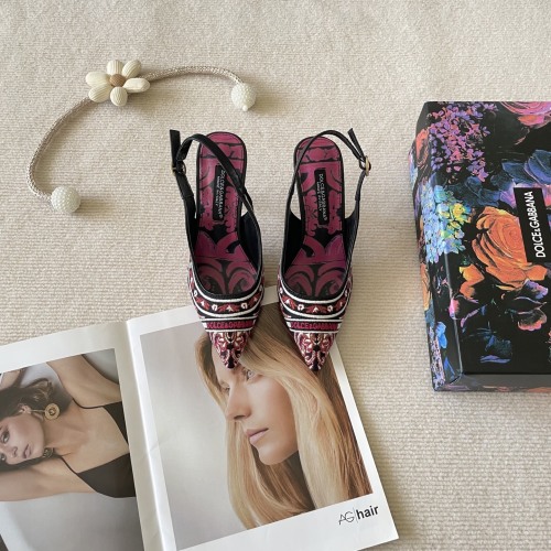 Dolce&Gabbana Embroidered Graffiti Heeled Slingbacks - Chic & Unique