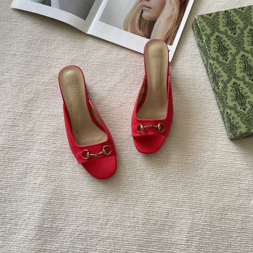 Gucci Double G Heeled Mules - Red Leather, Block Heel, Iconic Style