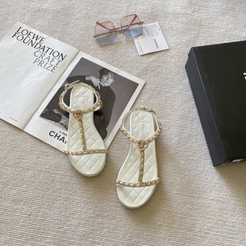 Chanel 25SS Heart Chain Sandals - Luxury Designer Women's Summer Shoes