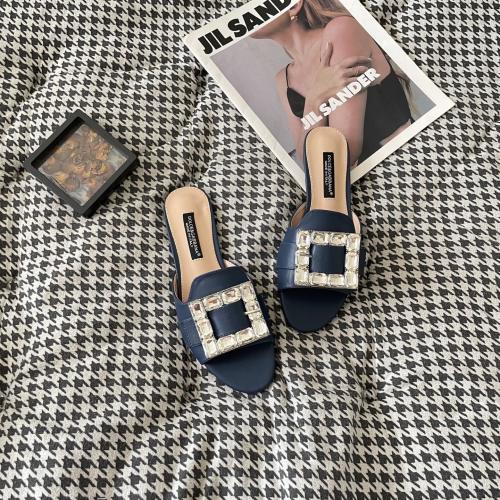 Dolce & Gabbana Women's Crystal Embellished Leather Flat Slides 1 Dolce & Gabbana Women's Crystal Embellished Leather Flat Slides