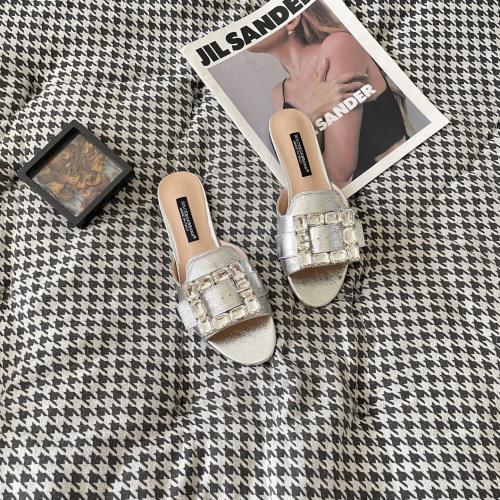 Dolce & Gabbana Women's Silver Crystal Embellished Slide Sandals 1 Dolce & Gabbana Women's Silver Crystal Embellished Slide Sandals
