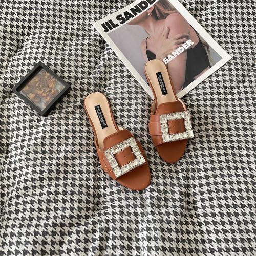 Dolce & Gabbana Crystal-Embellished Leather Flat Slides 1 Dolce & Gabbana Crystal-Embellished Leather Flat Slides