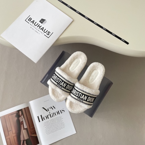 Dior 25S Embroidered Lambswool Slippers - Cozy & Stylish 1 Dior 25S Embroidered Lambswool Slippers - Cozy & Stylish