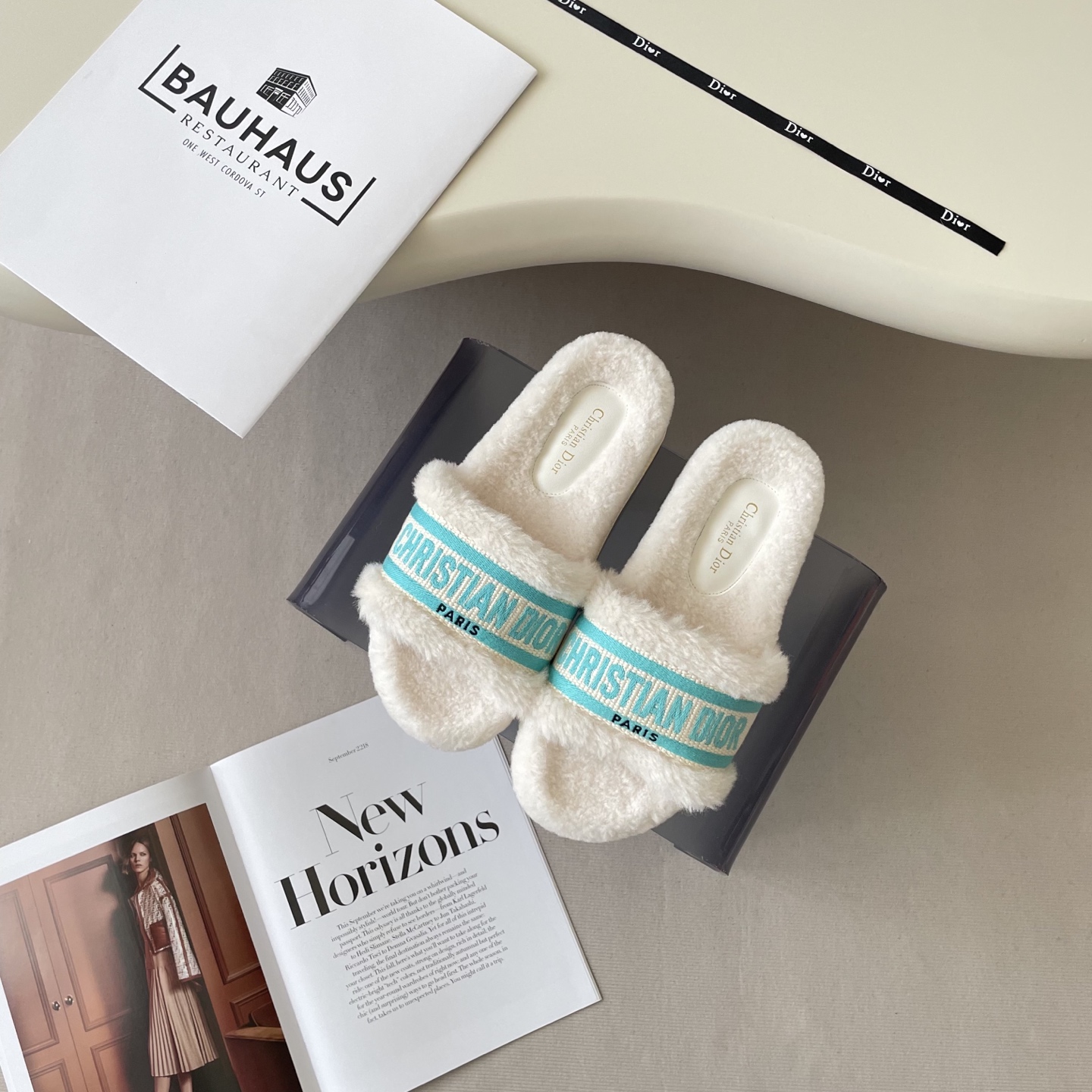 Dior 2025 Embroidered Shearling Slides - Cozy & Chic Style