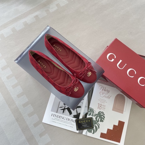 Gucci Women's Red GG Ballet Flats Mary Jane Shoes - Designer Footwear 1 Gucci Women's Red GG Ballet Flats Mary Jane Shoes - Designer Footwear