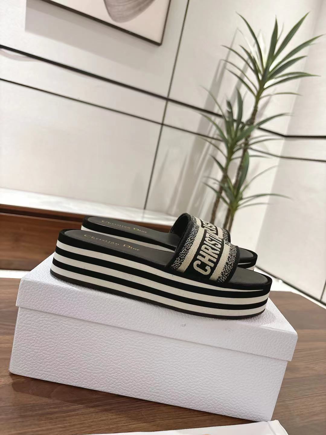 Dior Dway Striped Platform Slide Sandals, Stylish & Comfortable 5 a1742037965195 1325