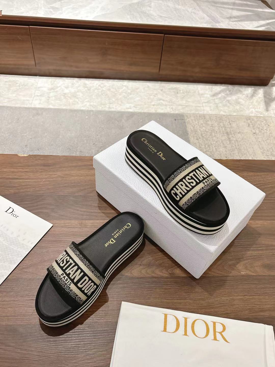 Dior Dway Striped Platform Slide Sandals, Stylish & Comfortable 7 a1742037966401 2108