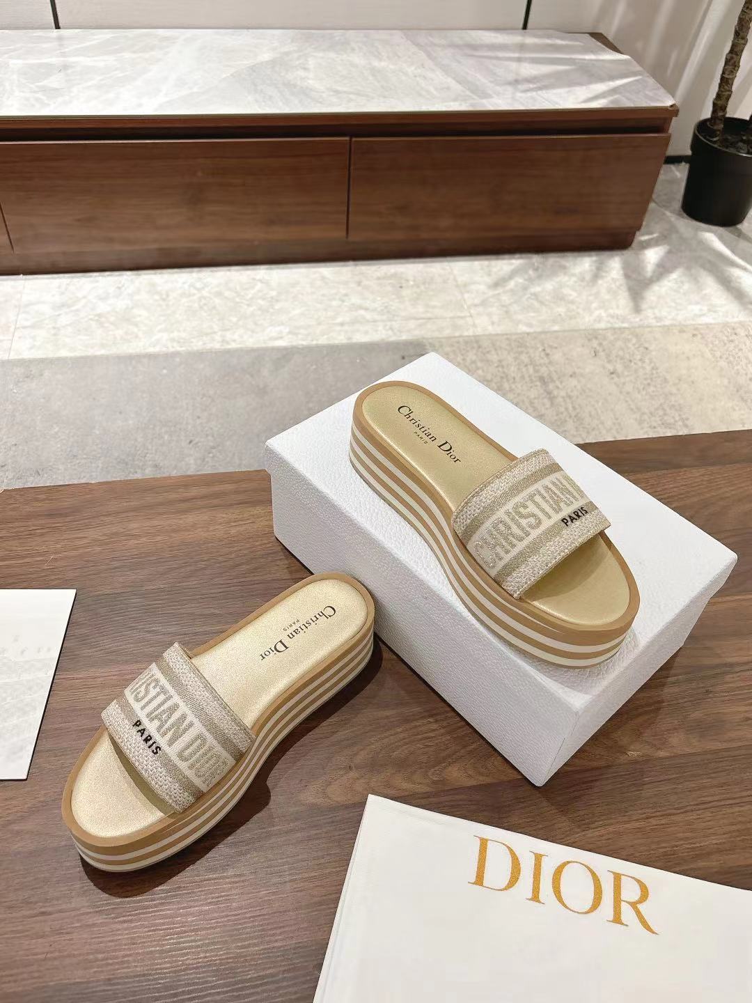 Dior Dway Striped Platform Embroidered Slide Sandals | Iconic & Comfortable 6 a1742038008078 1313