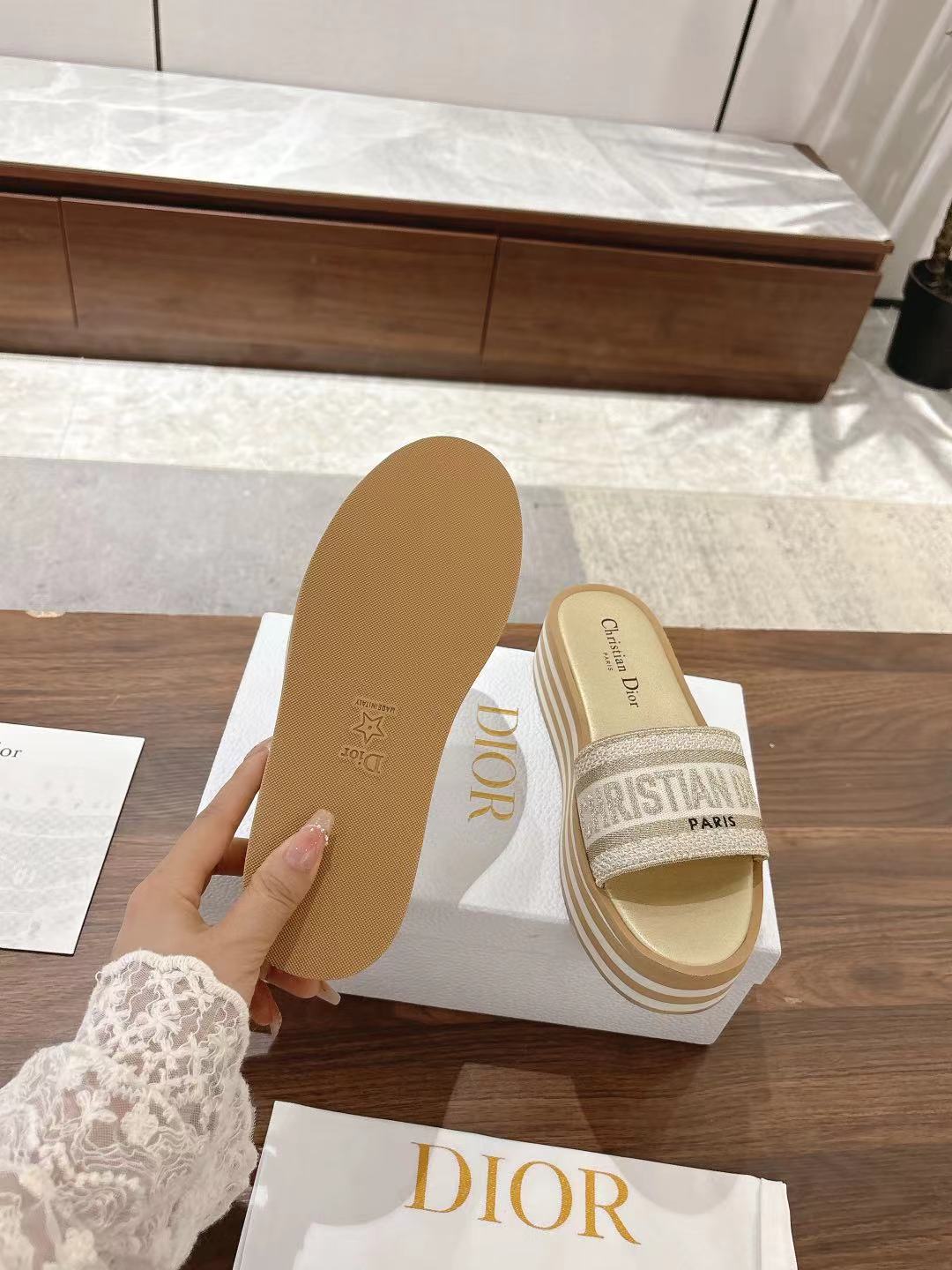 Dior Dway Striped Platform Embroidered Slide Sandals | Iconic & Comfortable 10 a1742038009142 0716