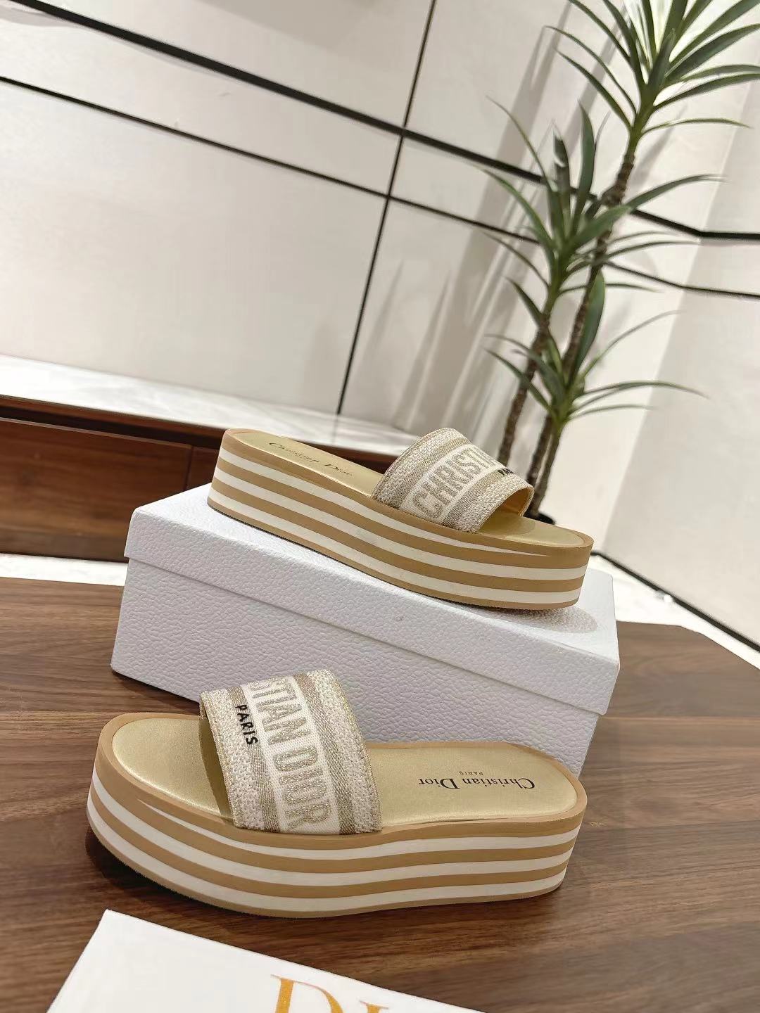 Dior Dway Striped Platform Embroidered Slide Sandals | Iconic & Comfortable 7 a1742038009143 7125
