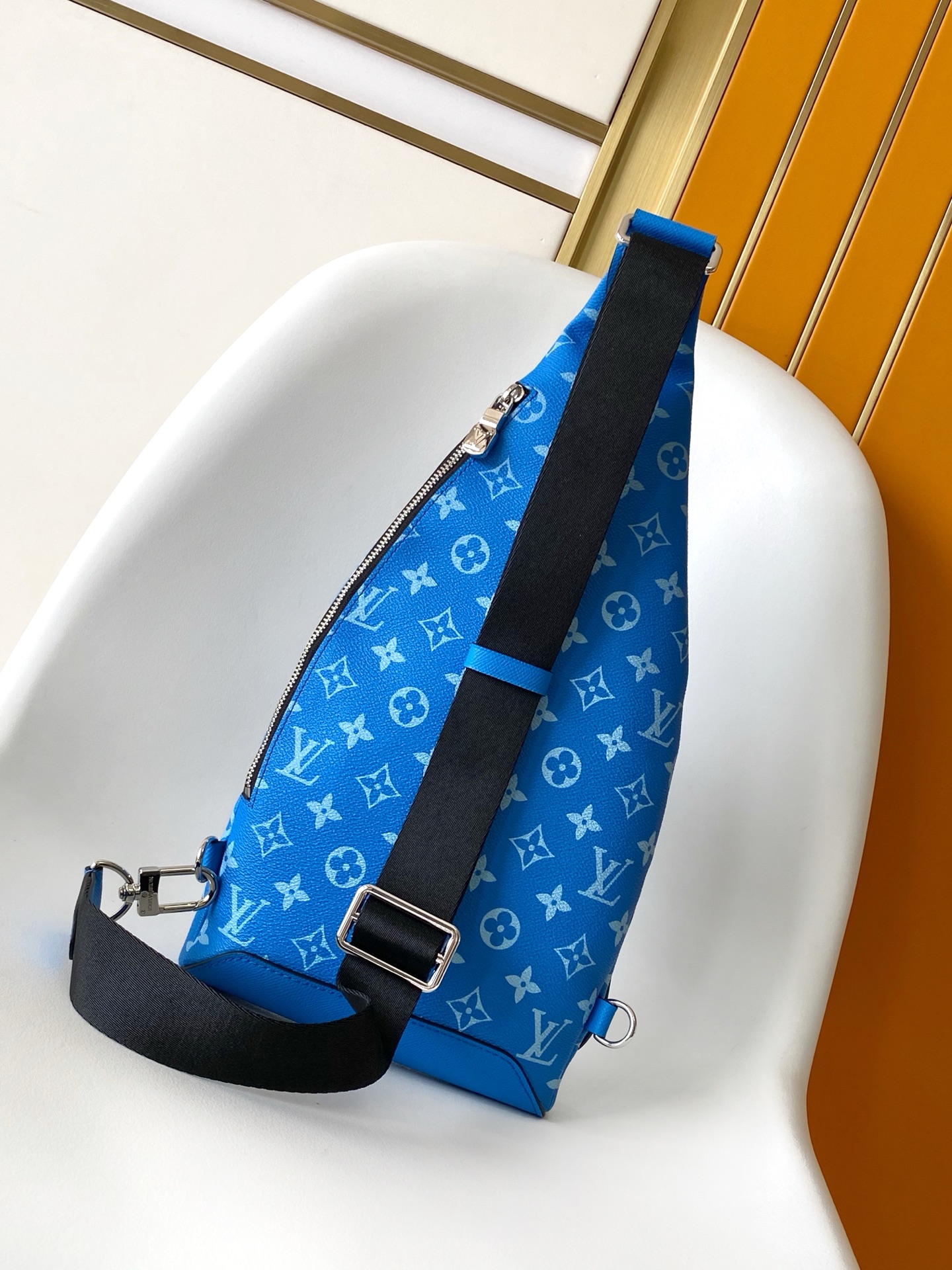 Louis Vuitton Duo Sling Bag Blue Monogram Canvas & Leather Crossbody 3 i1745909348766 6588 0 2