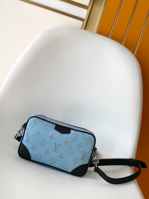 Louis Vuitton Trocadéro Monogram Canvas Crossbody Bag, Blue Leather Trim 1 Louis Vuitton Trocadéro Monogram Canvas Crossbody Bag, Blue Leather Trim