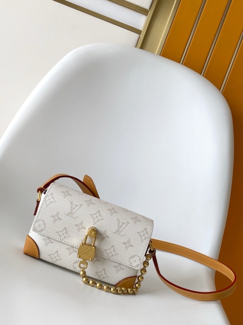 Louis Vuitton White Monogram Steamer Mini Bag with Gold-Tone Hardware 1 Louis Vuitton White Monogram Steamer Mini Bag with Gold-Tone Hardware
