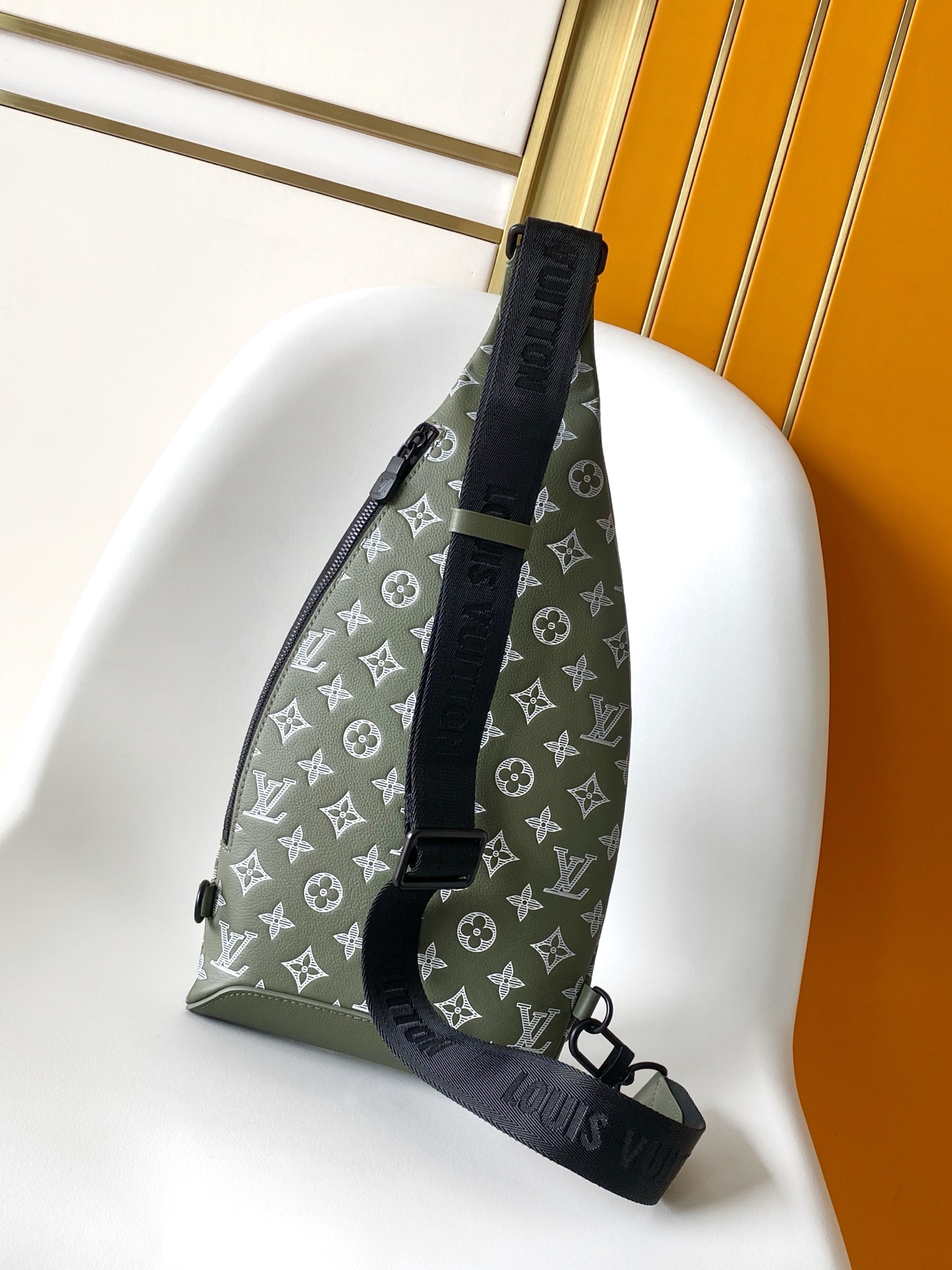 Louis Vuitton Duo Sling Bag in Olive Green Leather with Adjustable Strap 4 i1759116674897 9428 0 2
