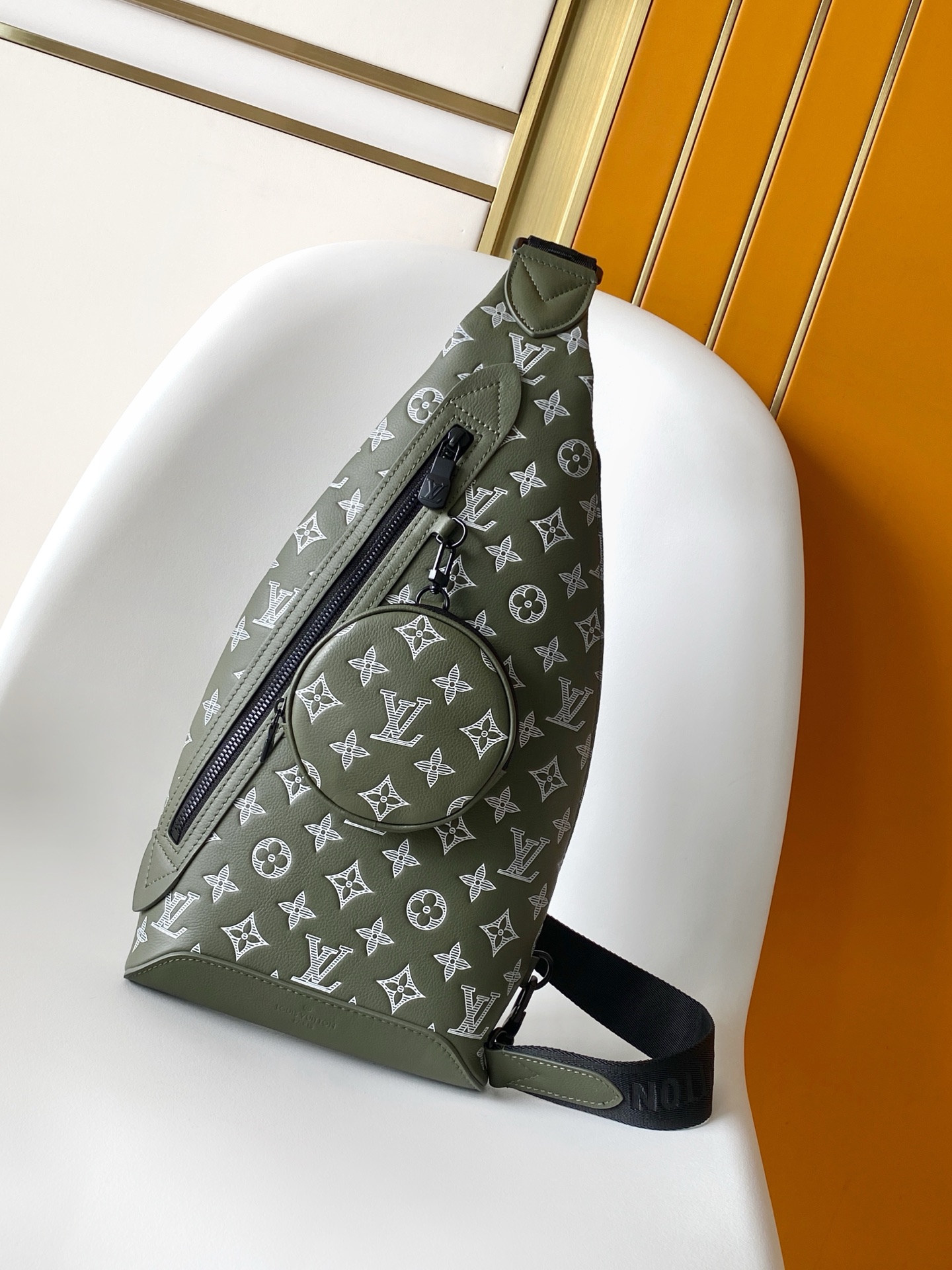 Louis Vuitton Duo Sling Bag in Olive Green Leather with Adjustable Strap 3 i1759116674915 9110 0 1