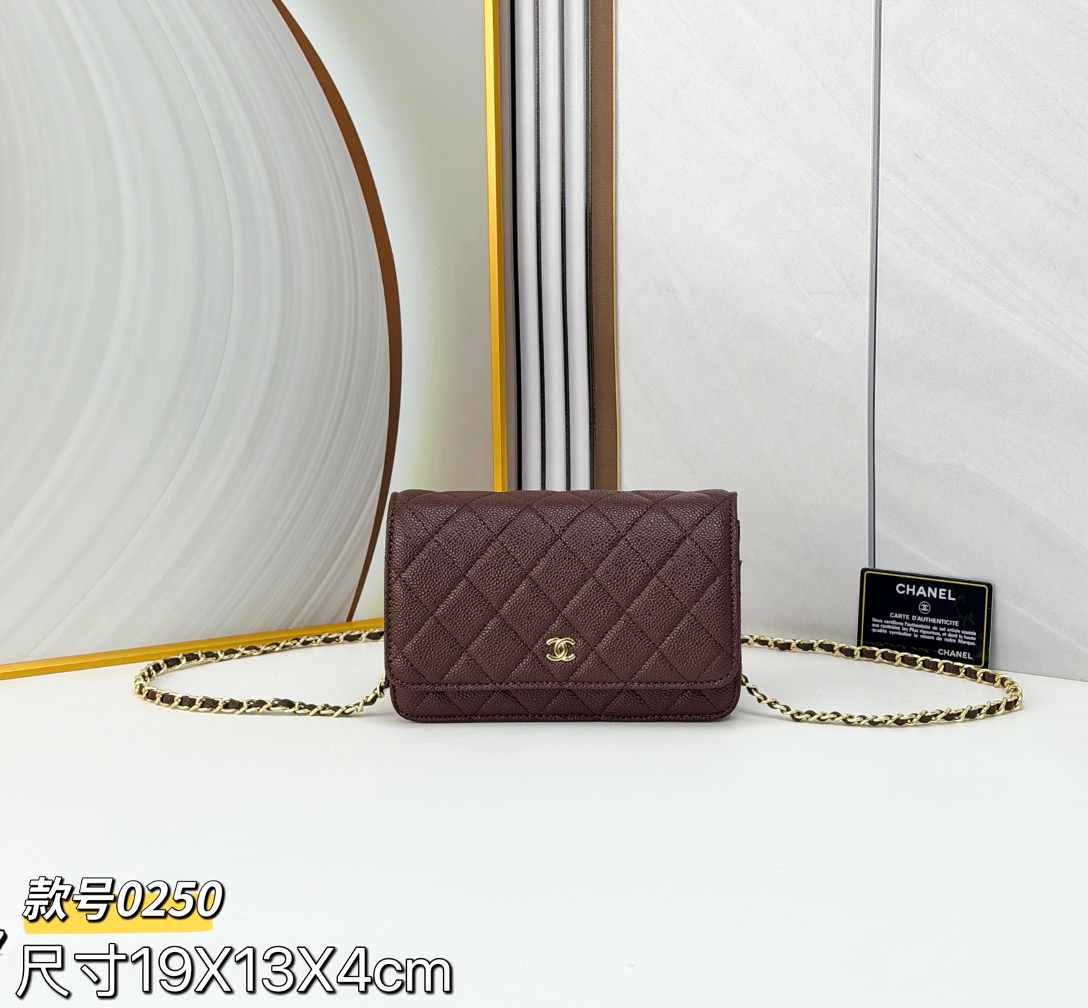 WOC发财包👛鱼子酱穿金属链的经典设计外观与之前的经典Woc一样不同是内里的拉链变成金属，按扣也变成了更