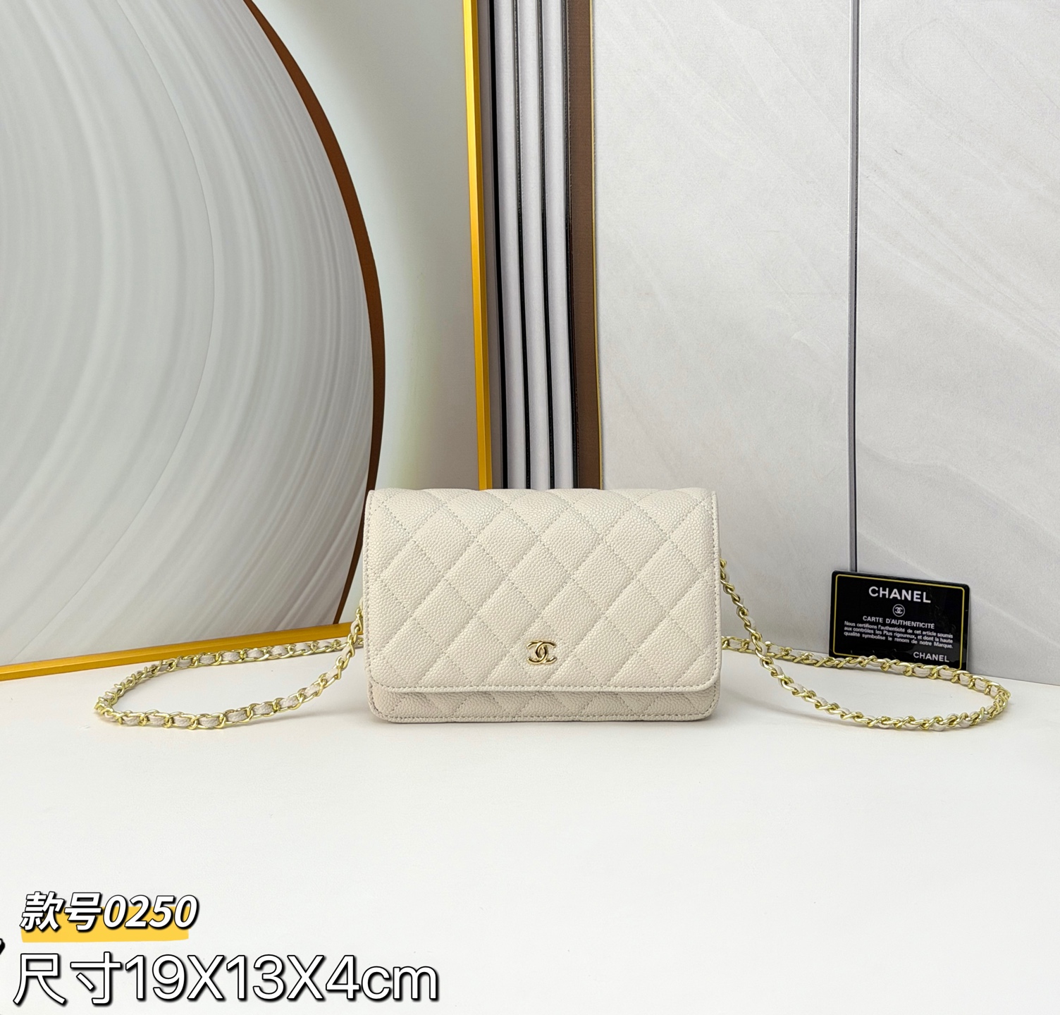 WOC发财包👛鱼子酱穿金属链的经典设计外观与之前的经典Woc一样不同是内里的拉链变成金属，按扣也变成了更