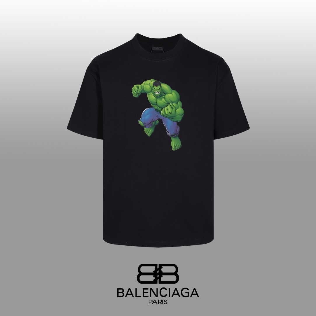 Balenciaga Men's Black Hulk Graphic Print Oversized Fit Short Sleeve T-Shirt