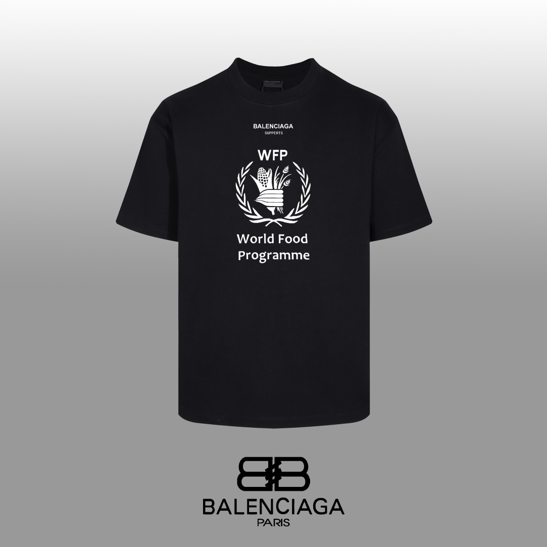 Balenciaga World Food Programme Print Cotton T-Shirt Unisex Short Sleeve