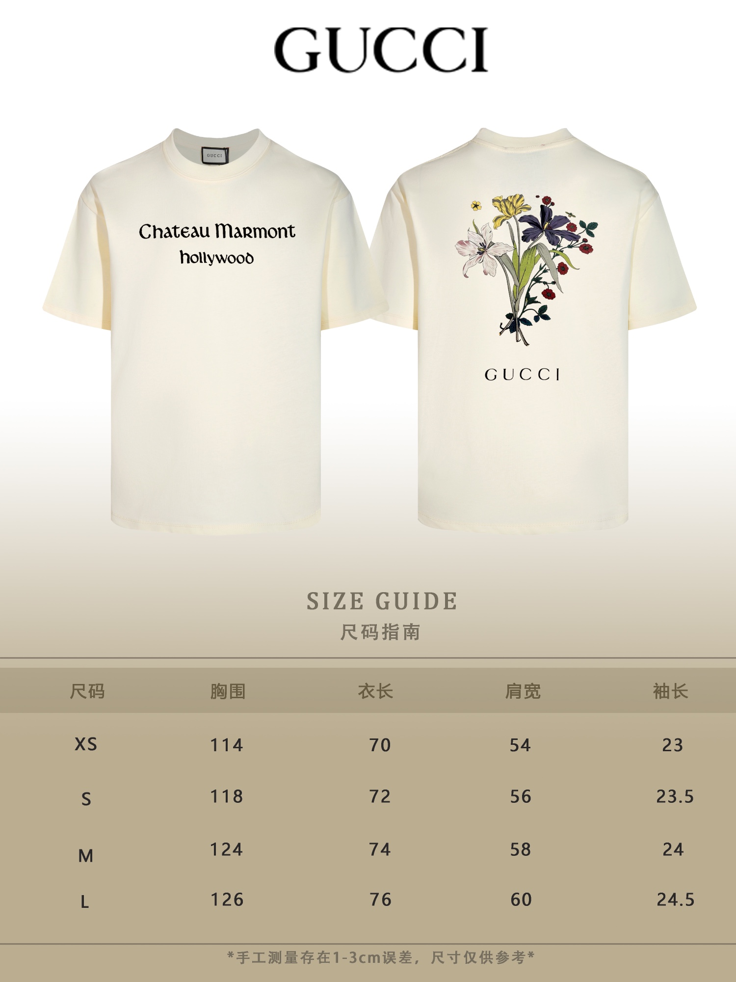 Gucci 24SS Chateau Marmont Hollywood Print T-Shirt, Double-Stitched Cotton 9 i1749687412 1892 4
