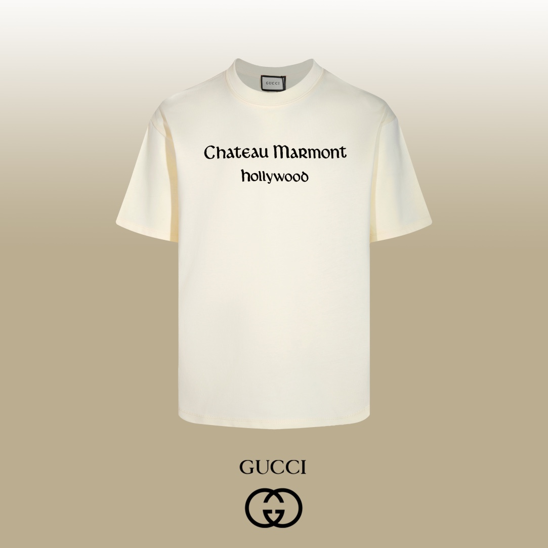 Gucci 24SS Chateau Marmont Hollywood Print T-Shirt, Double-Stitched Cotton 1 i1749687412 5028 2