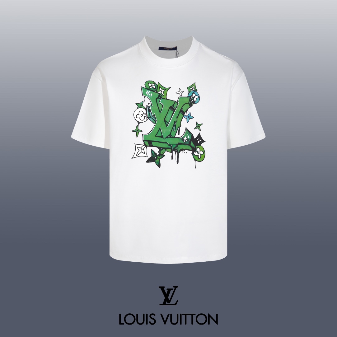 Louis Vuitton 24SS Classic Tee - Premium Quality, Green Graffiti LV Logo 1 i1752710093 9118 8