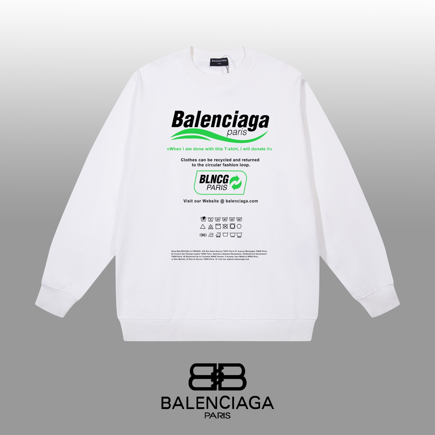 P105 《BALENCIAGA 巴黎世家》24SS Sudadera clásica de cuello redondo, tejido personalizado de 420g de punto de rizo grueso de …
