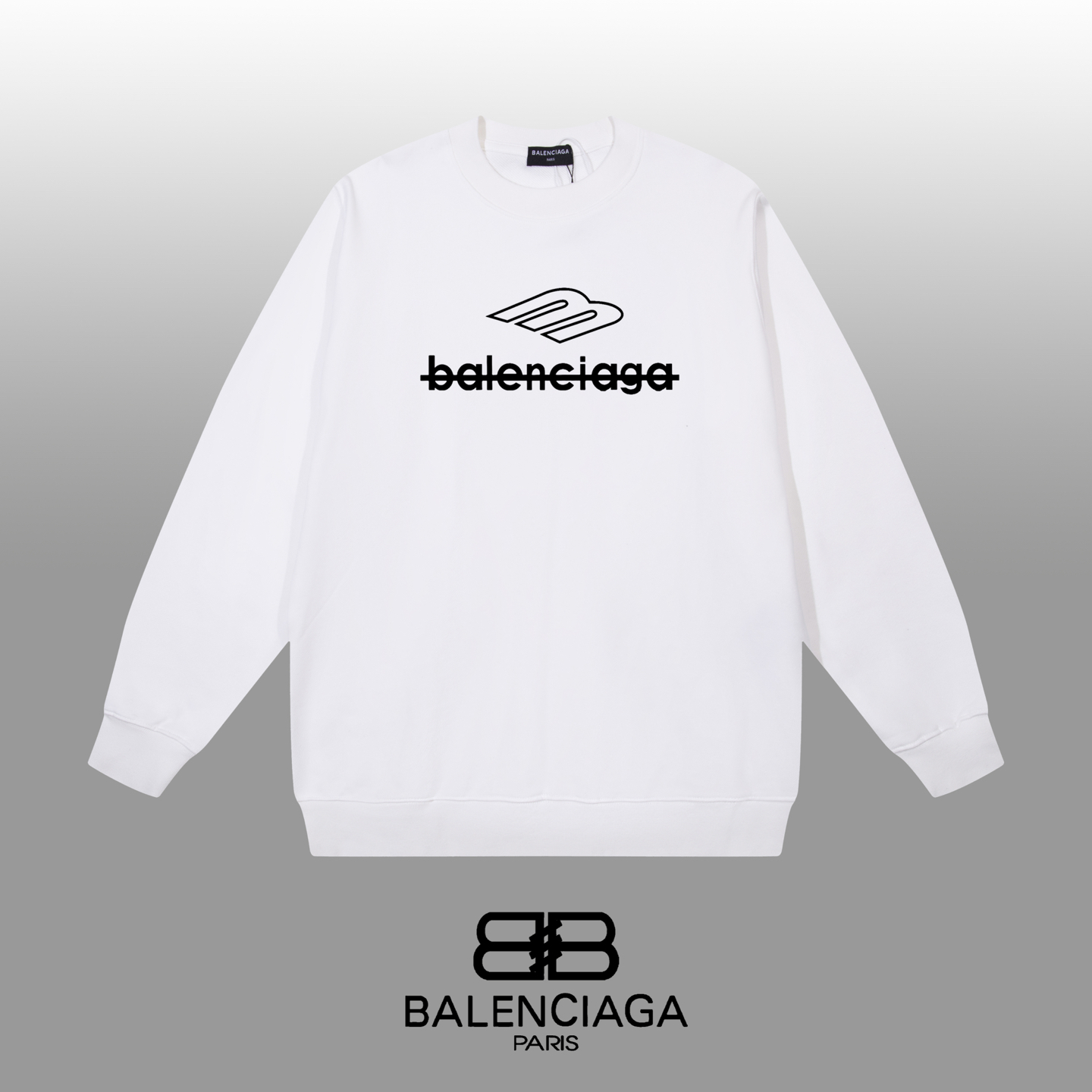 P105 《BALENCIAGA 巴黎世家》24SS Sudadera clásica de cuello redondo, tejido personalizado de 420g de punto de rizo grueso de …