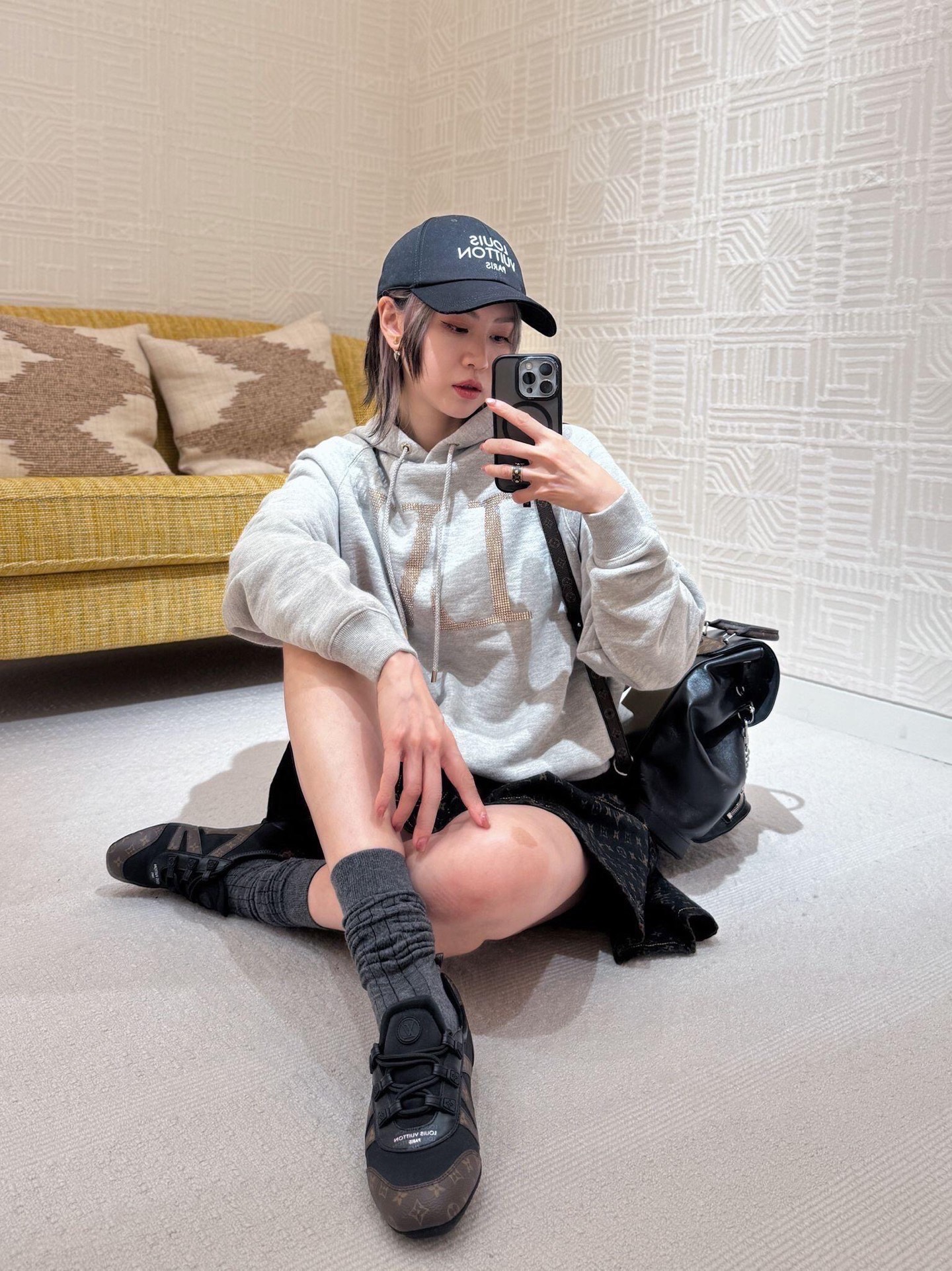 Large-Monogram Drawstring Hoodie — product photograph