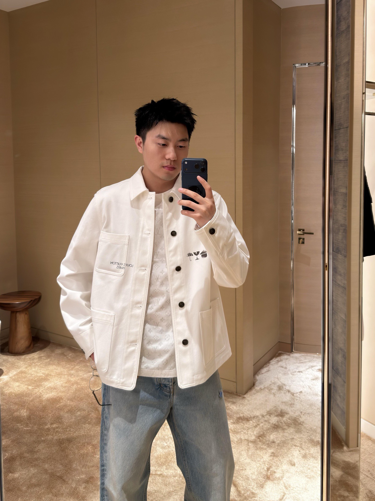 Embroidered-Motif Button Overshirt — product photograph