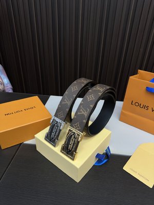 Louis Vuitton AAAAA Belts Unisex All Steel Cowhide